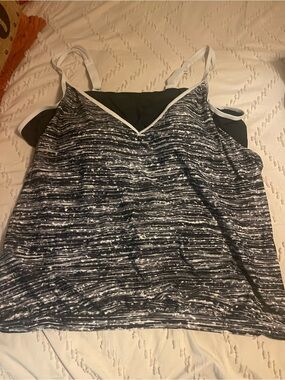 Free Country Black and White Striped V-Neck Camisole
